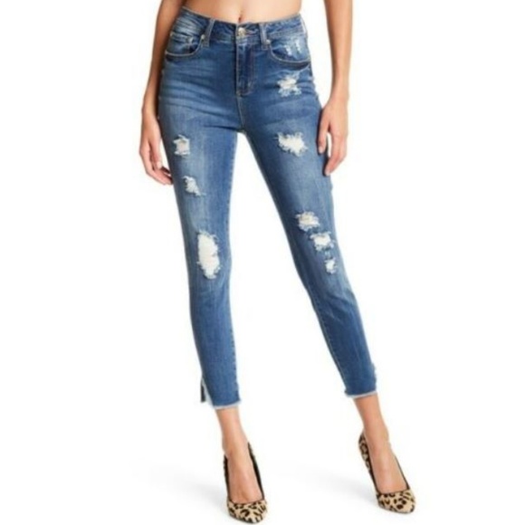 Seven7 Denim - Seven7 Hi Rise Ankle Legging Distressed Frayed Hem